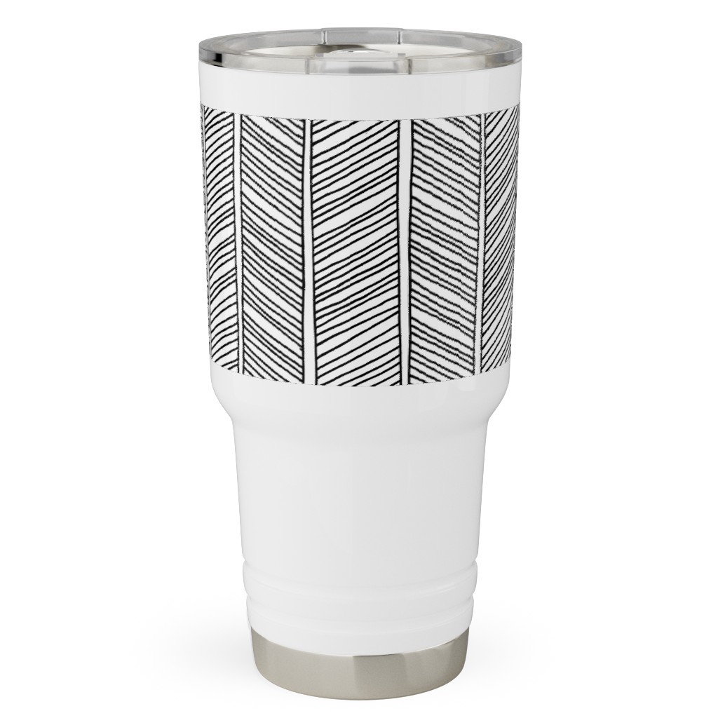 Vines + Lines - Neutral Travel Tumbler, 30oz, Black, Black