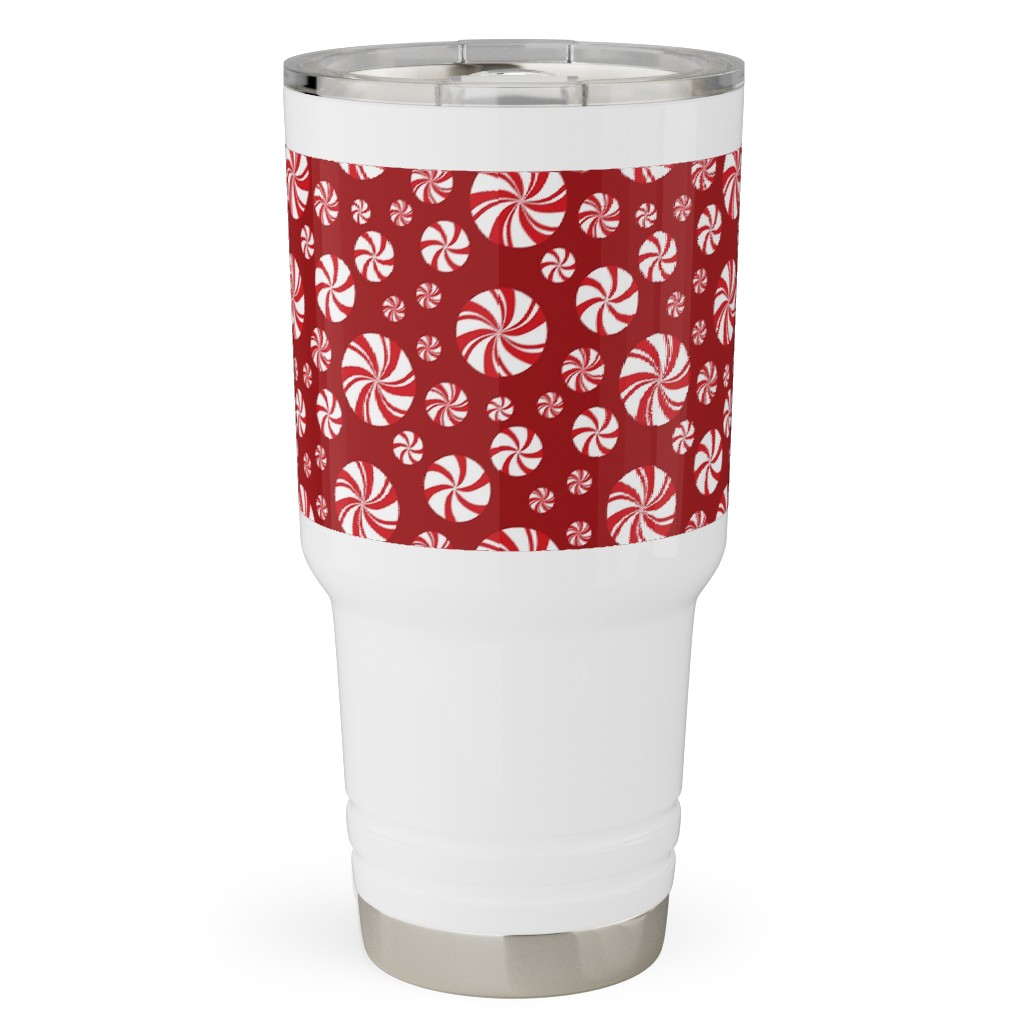 Nutcracker Peppermints on Red Travel Tumbler, 30oz, Red, Red