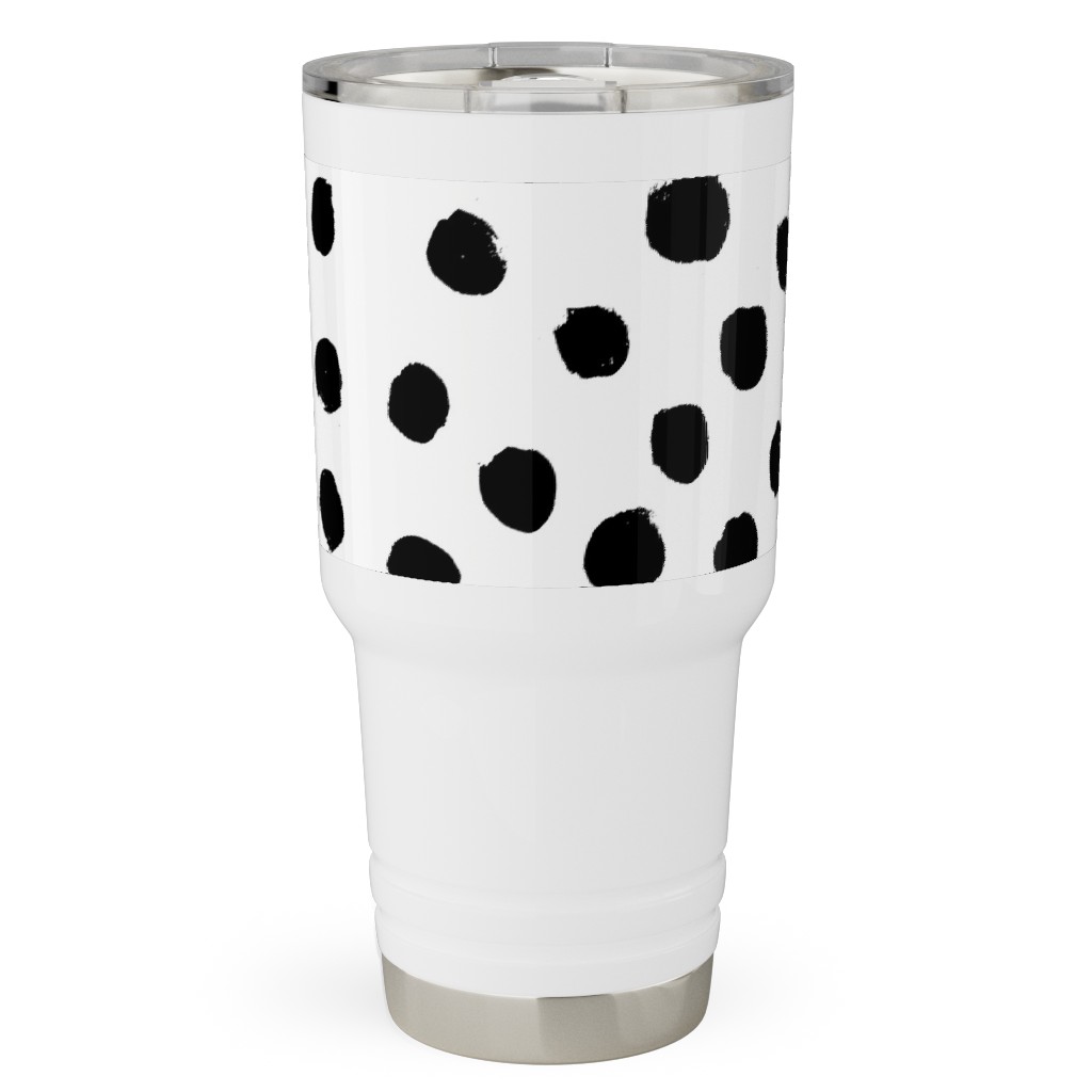 Soft Painted Dots Travel Tumbler, 30oz, White