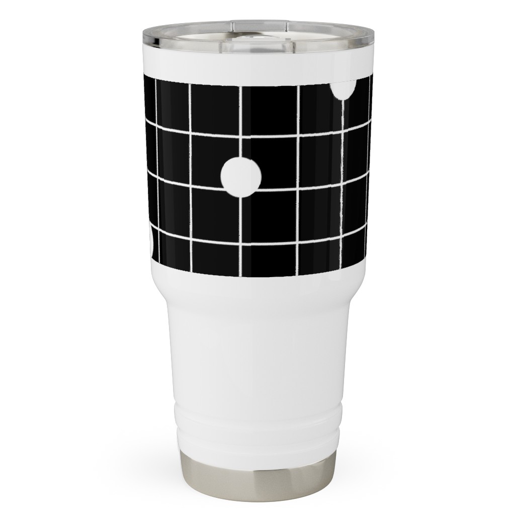 Dot Line - Black and White Travel Tumbler, 30oz, Black