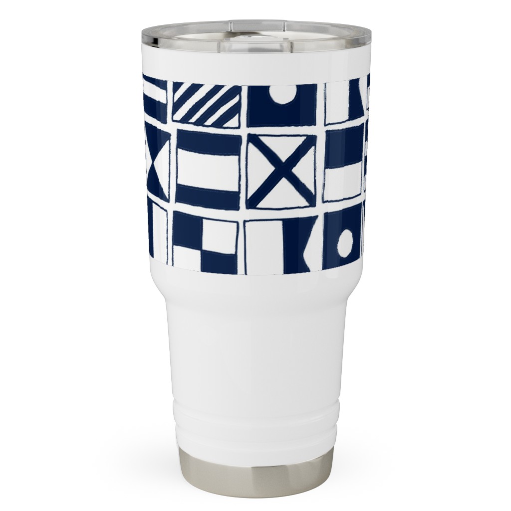 Sailing Flags - Navy Blue Travel Tumbler, 30oz, Blue