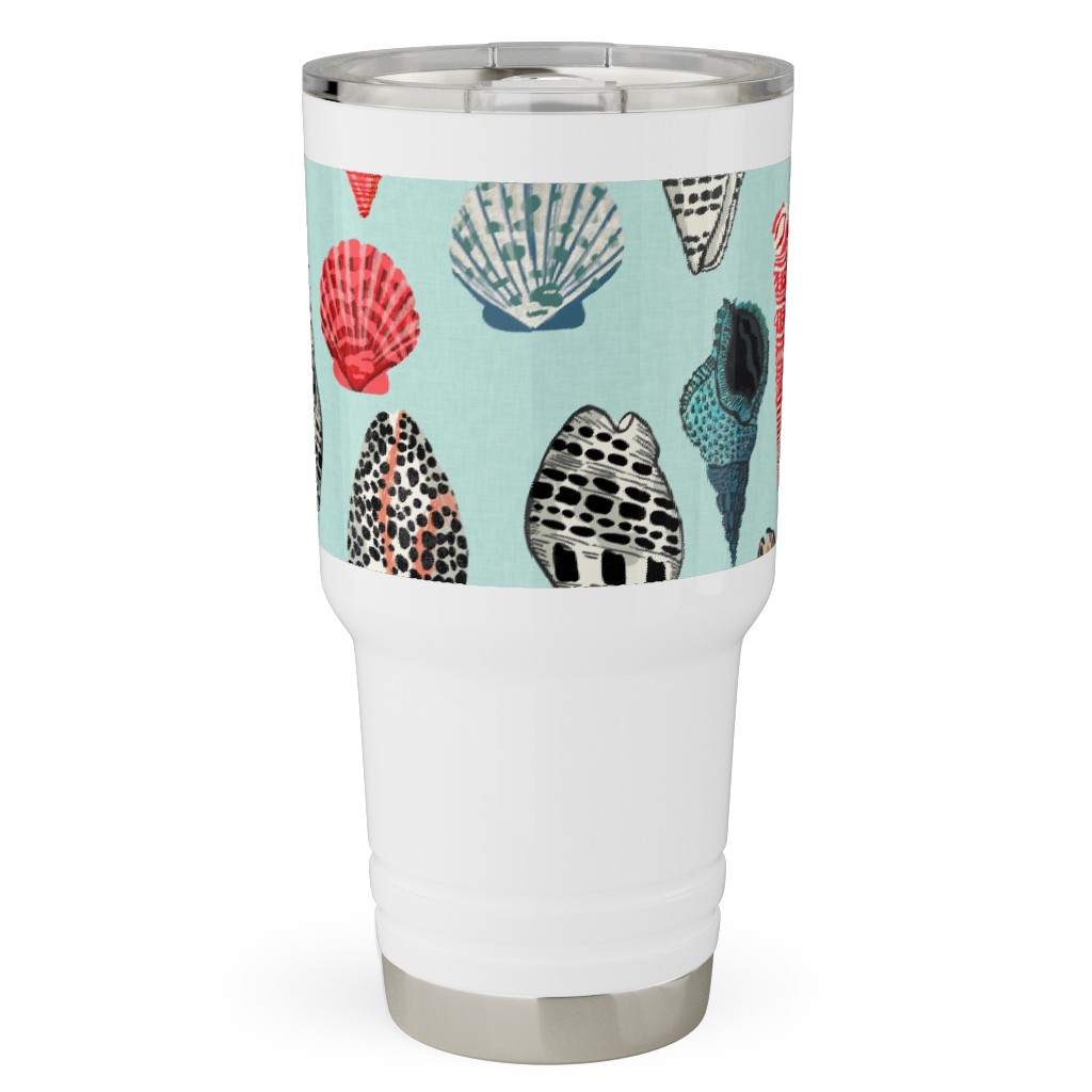 Seashells Beach Summer - Mint Travel Tumbler, 30oz, Multicolor