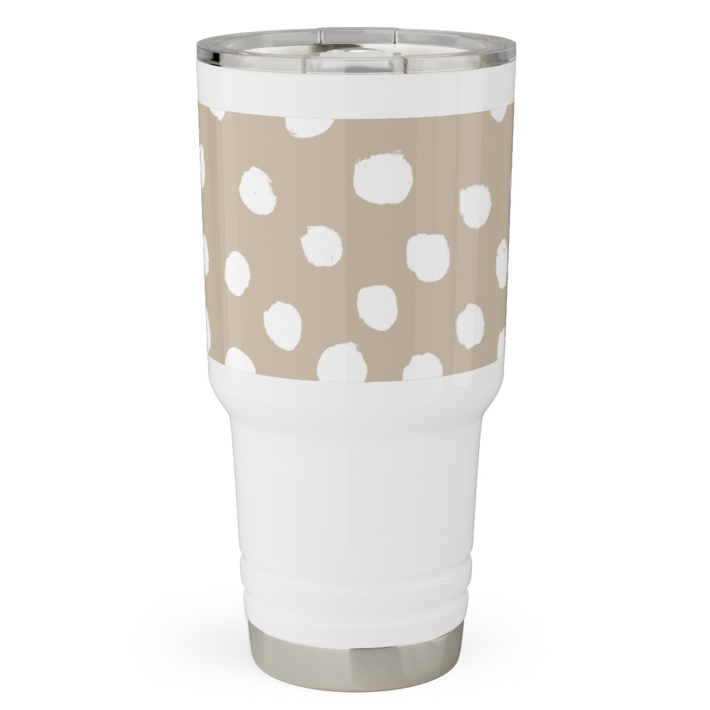 Soft Painted Dots Travel Tumbler, 30oz, Beige