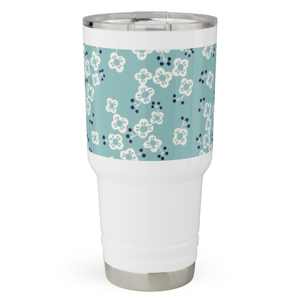 Japanese Blossom - Blue Travel Tumbler, 30oz, Blue, True Blue
