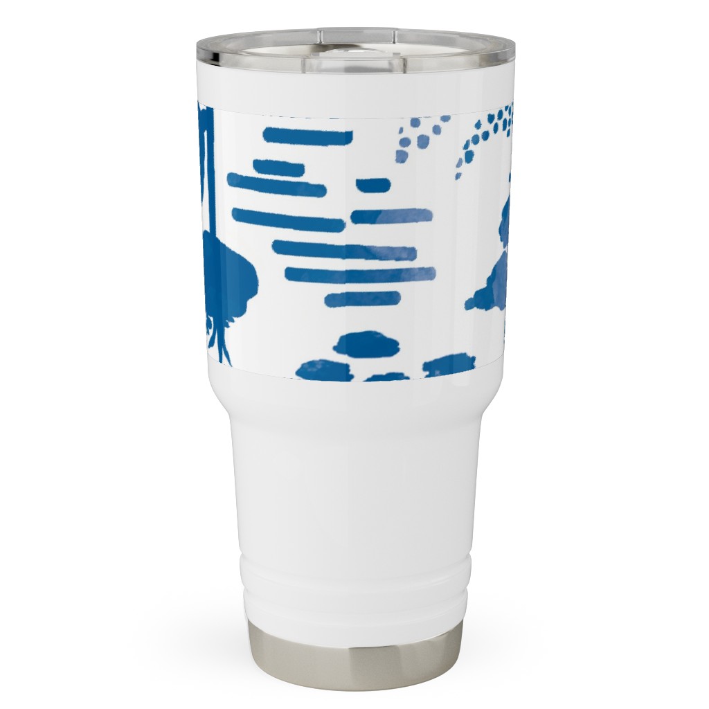 Blue and White Garden Travel Tumbler, 30oz, Blue, True Blue