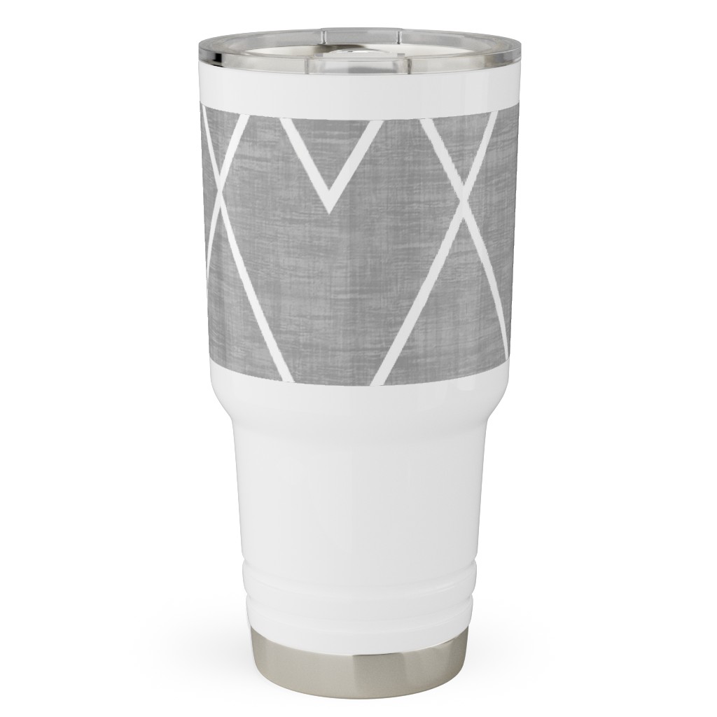 Geometric Grid - Gray Travel Tumbler, 30oz, Gray