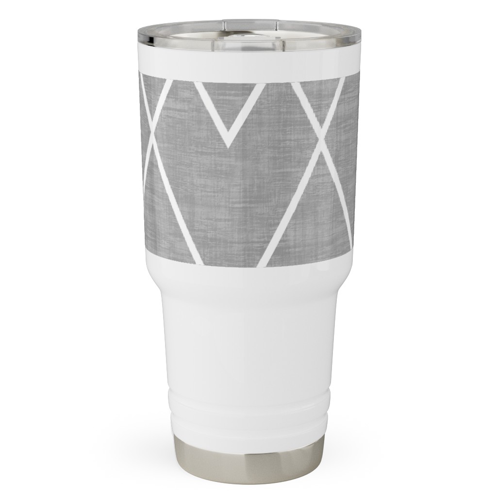 Geometric Grid - Gray Travel Tumbler, 30oz, Gray