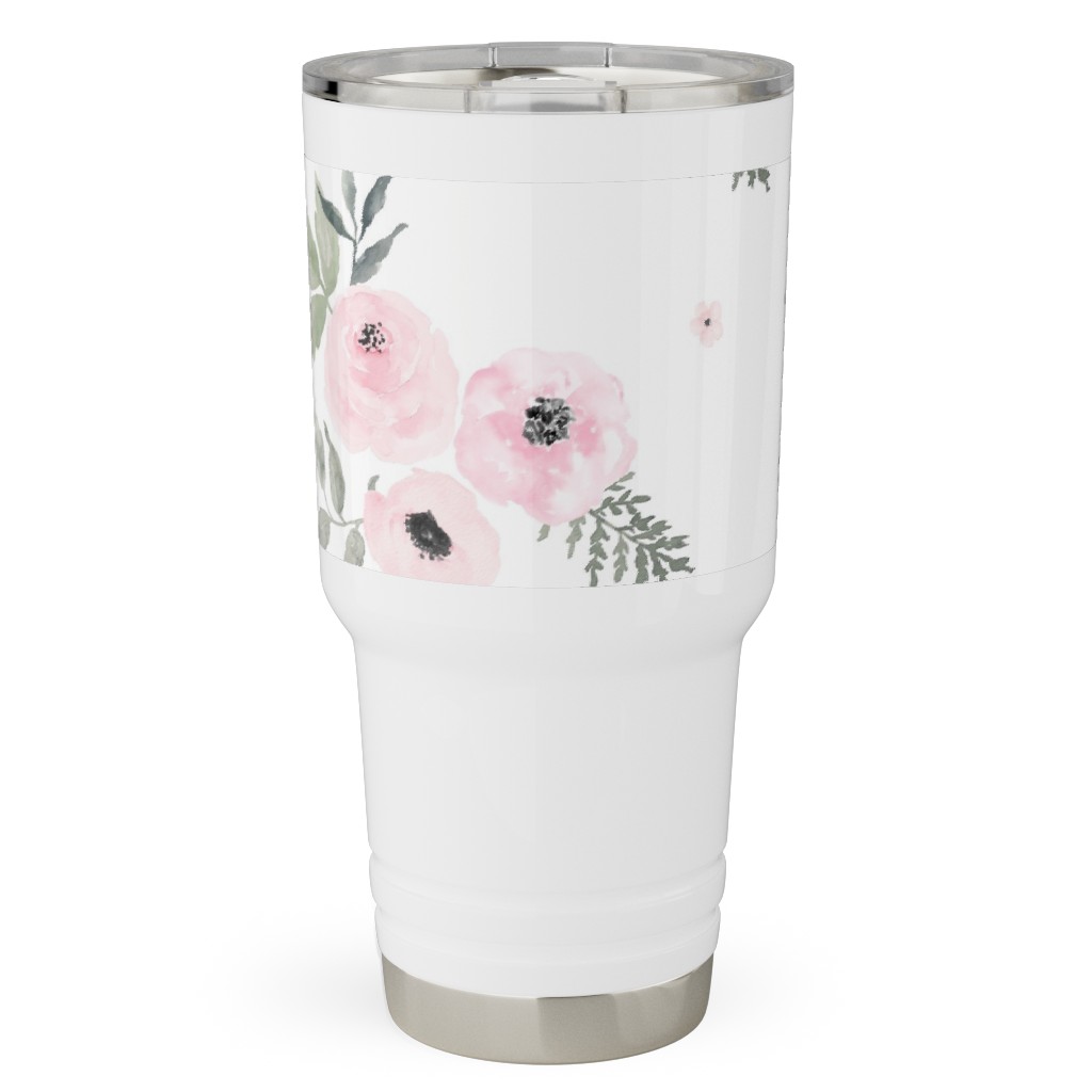 Sweet Blush Roses - Pink Travel Tumbler, 30oz, Pink, Bright Pink