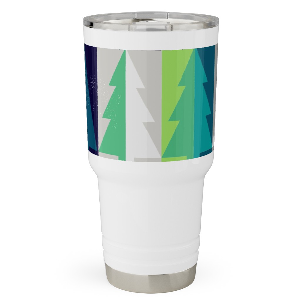 Winter Pine Tree Forest - Green Travel Tumbler, 30oz, Green