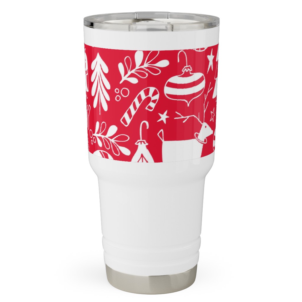 Peace & Joy Christmas - Red Travel Tumbler, 30oz, Red, Red