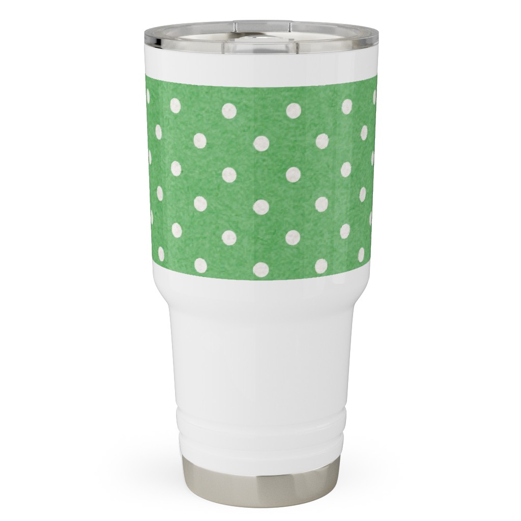 Mottled Xmas Polkadots - Green Travel Tumbler, 30oz, Green
