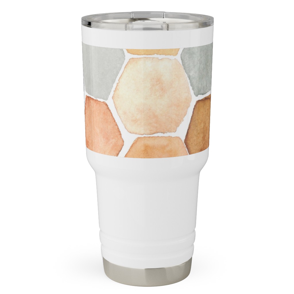 Hexagon - Warm Travel Tumbler, 30oz, Multicolor
