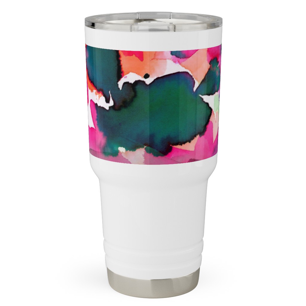 Abstract Flora Watercolor - Multi Travel Tumbler, 30oz, Multicolor
