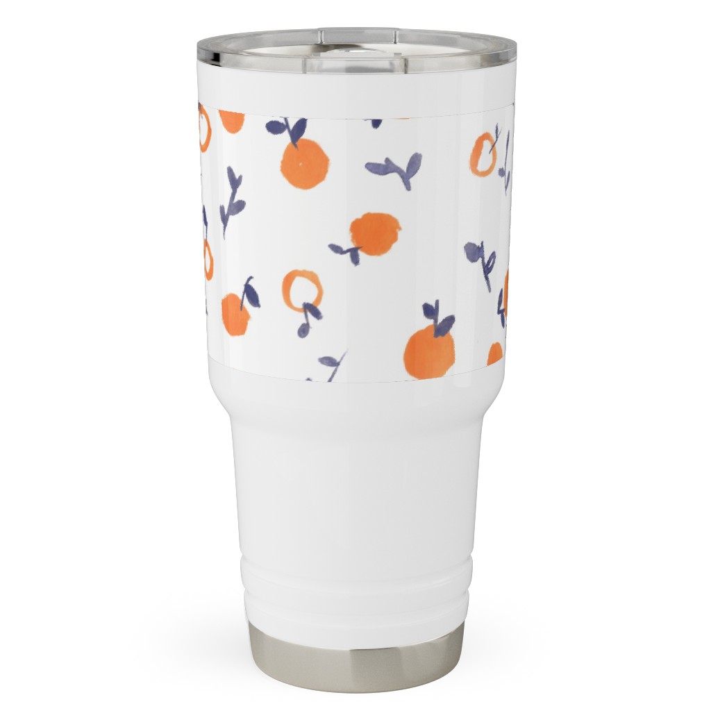 Whimsical Watercolor Orange Travel Tumbler, 30oz, Orange