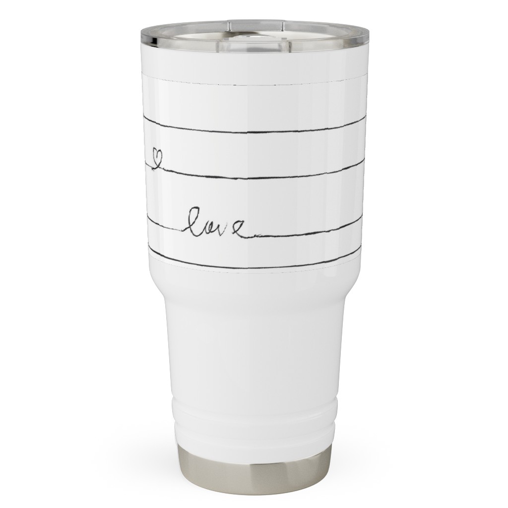 Love Note - Stripes - Black and White Travel Tumbler, 30oz, White