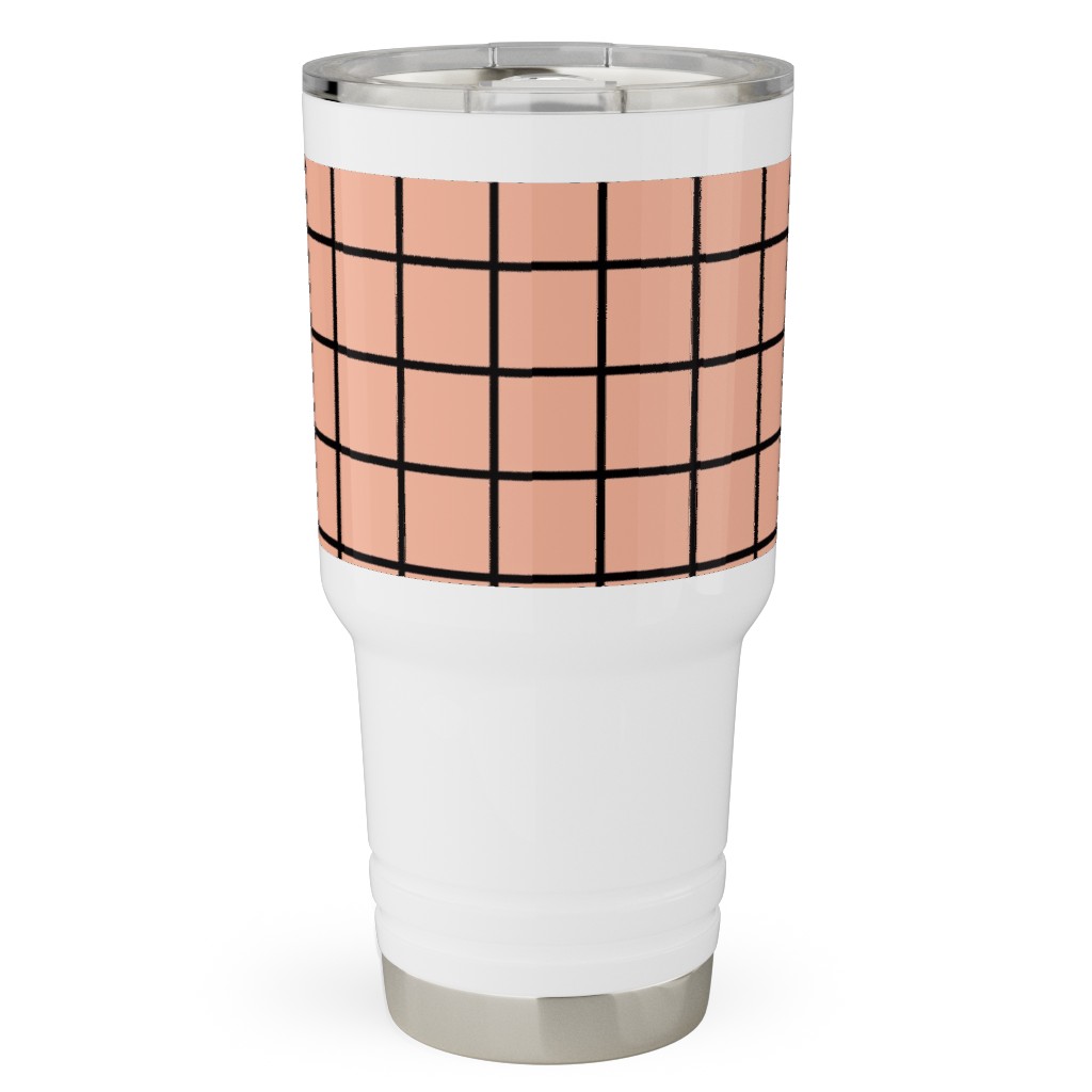 Square Grid Travel Tumbler, 30oz, Pink