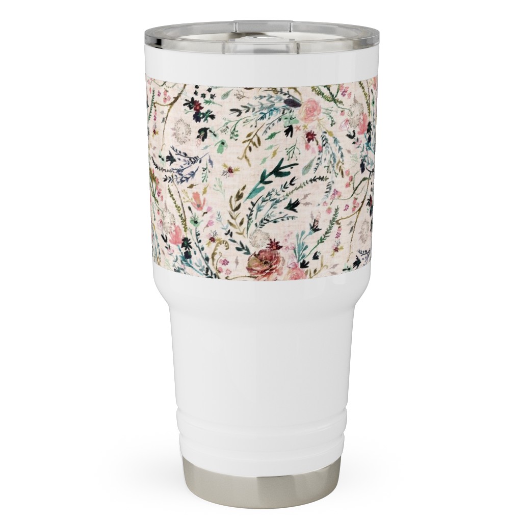 Fable Floral - Blush Travel Tumbler, 30oz, Multicolor