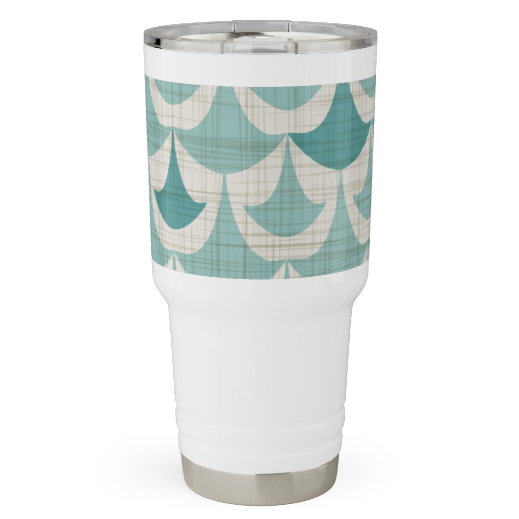 Rhapsody - Beige and Teal Travel Tumbler, 30oz, Green