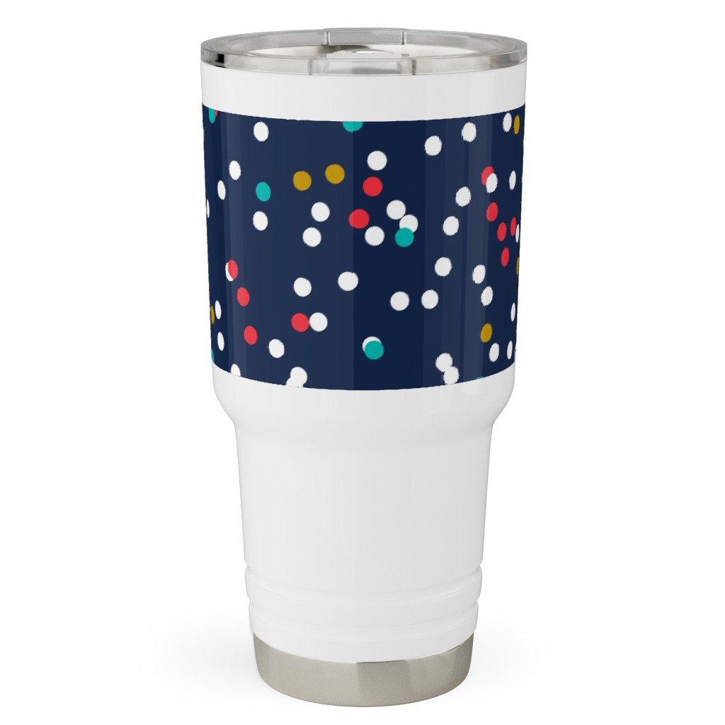 Fun-Fetti - Polka Dot - Navy Blue Travel Tumbler, 30oz, Blue