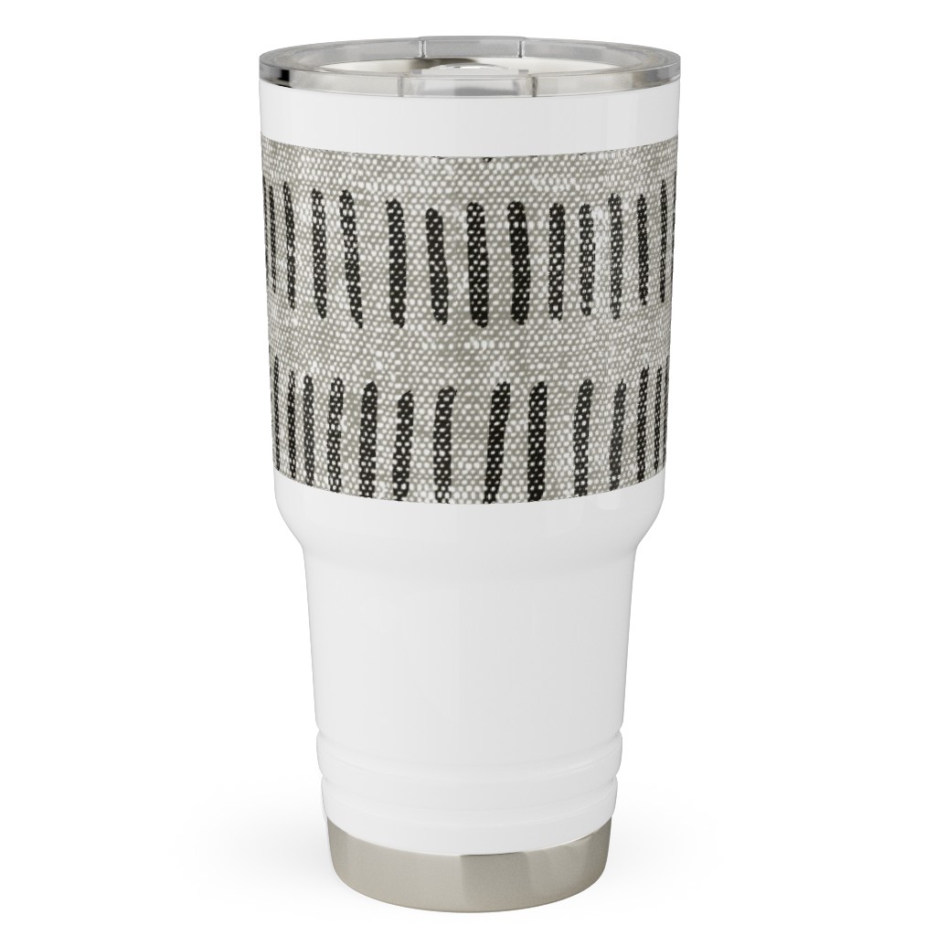 Modern Farmhouse Dash - Multi on Beige Travel Tumbler, 30oz, Gray, Gray