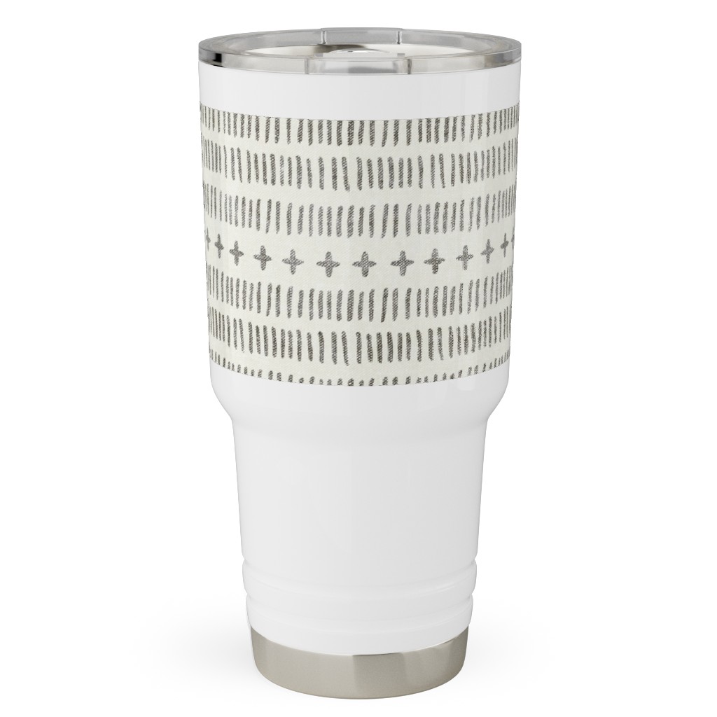Modern Farmhouse Dash - Light Travel Tumbler, 30oz, Beige, Pearl
