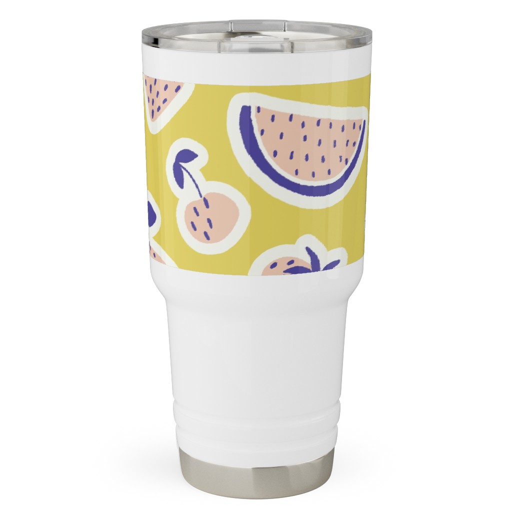 Fruity - Yellow Travel Tumbler, 30oz, Yellow