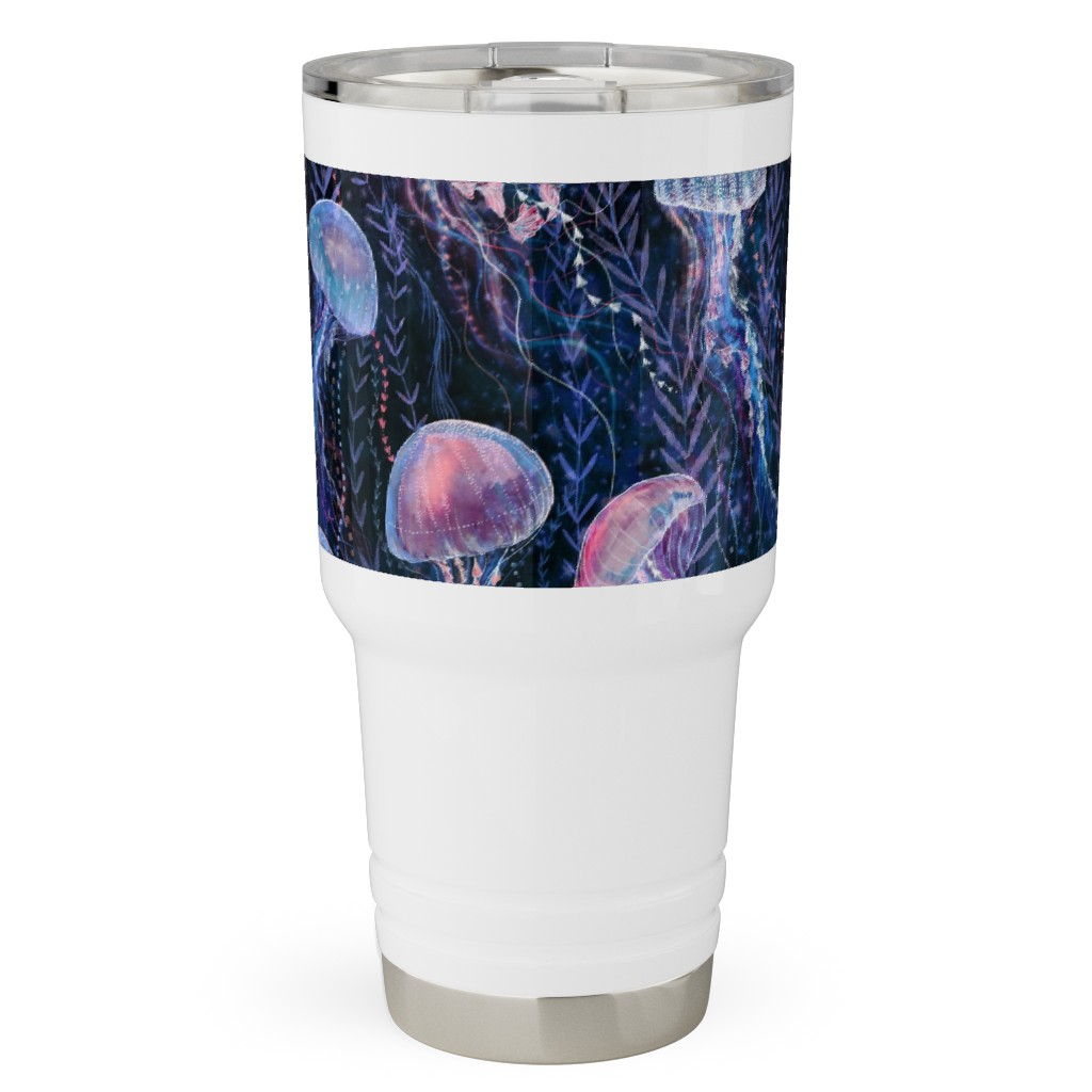 Magic Jellyfish Watercolor Travel Tumbler, 30oz, Blue, True Blue