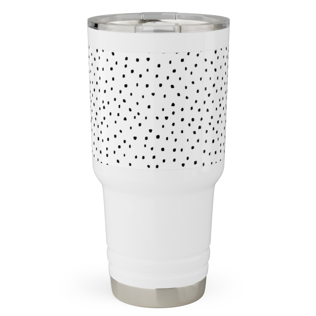 Tiny Dot - Black + White Travel Tumbler, 30oz, White, White