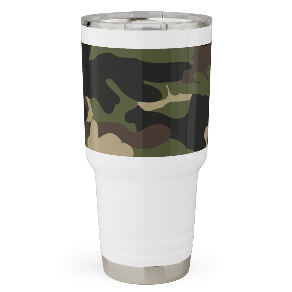 Ducks, Trucks, and Eight Point Bucks - Camo Travel Tumbler, 30oz, Green