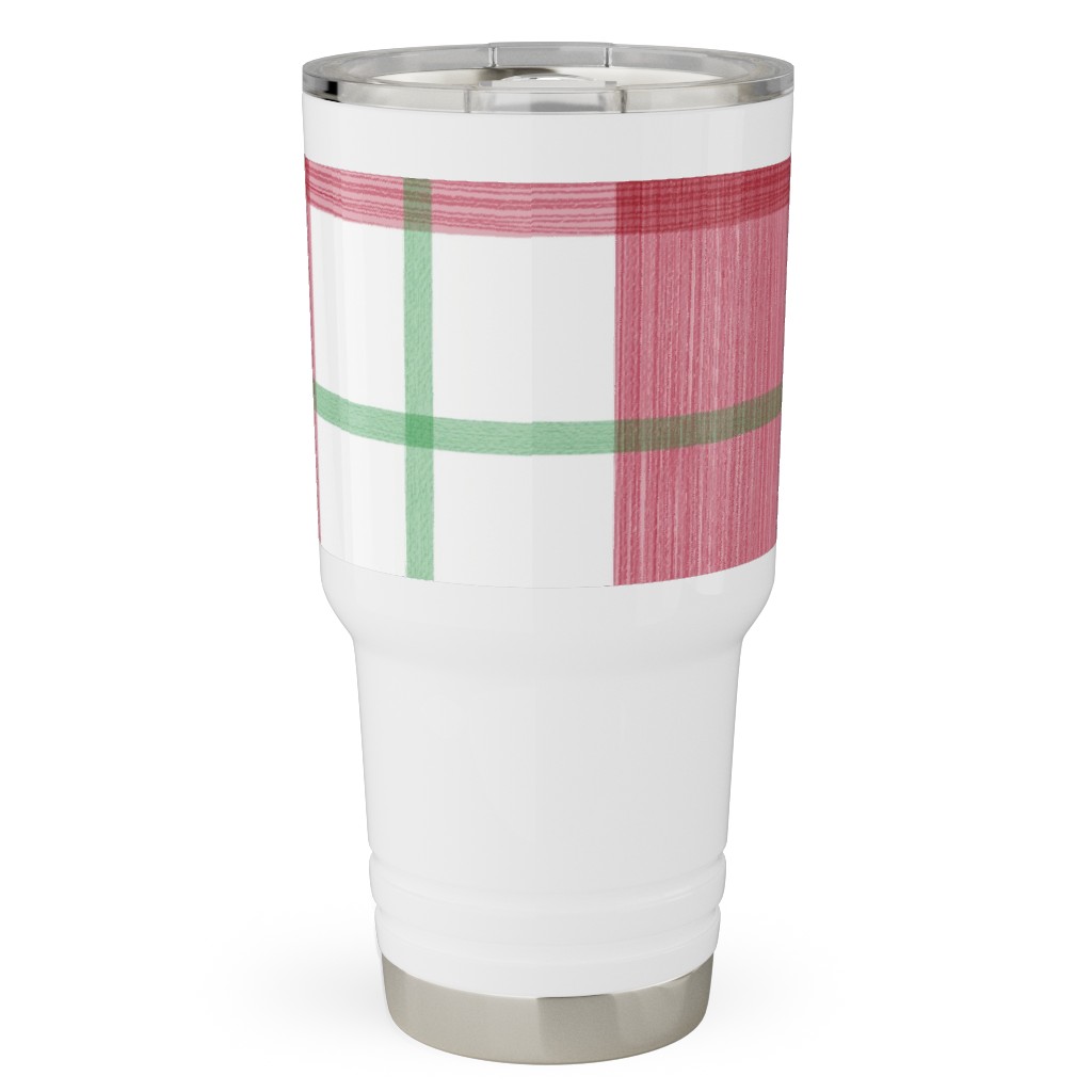 Double Plaid Travel Tumbler, 30oz, Red