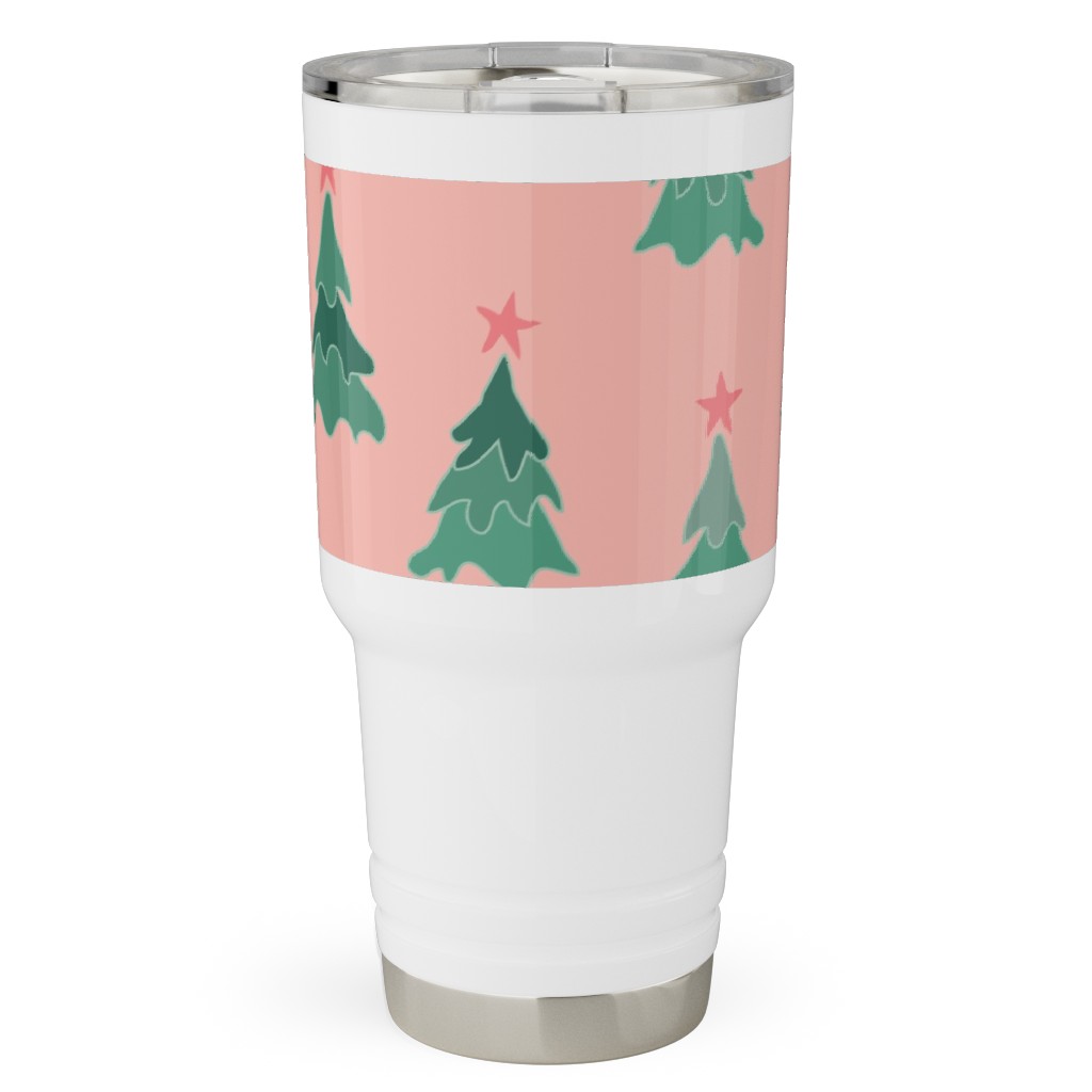 Modern Christmas Trees Travel Tumbler, 30oz, Pink, Bright Pink