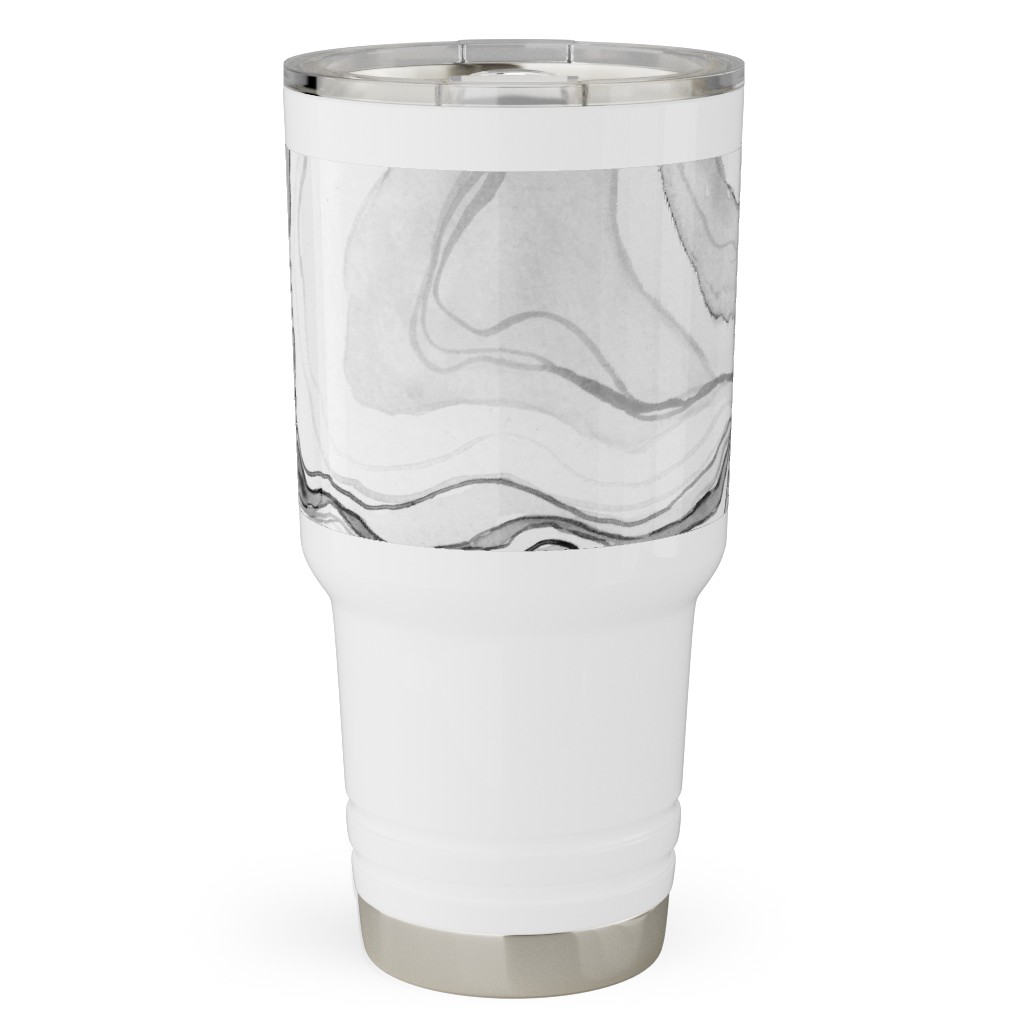 Watercolor Marble Travel Tumbler, 30oz, Gray