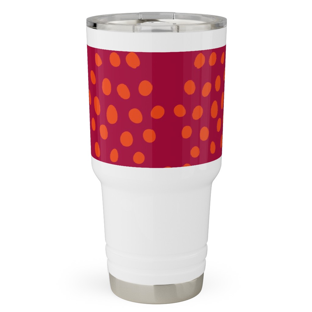 Hexagon Dots - Red and Orange Travel Tumbler, 30oz, Red