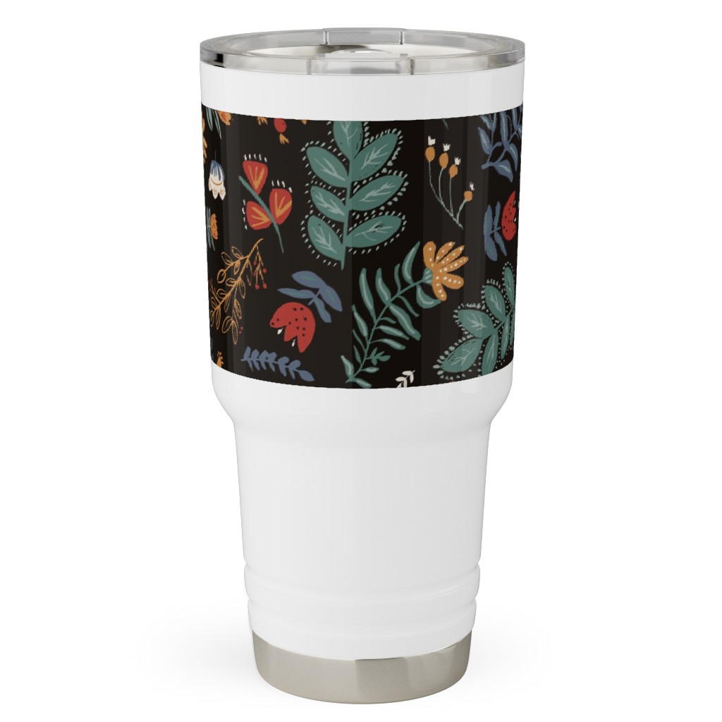 Midnight Garden Travel Tumbler, 30oz, Black, Black