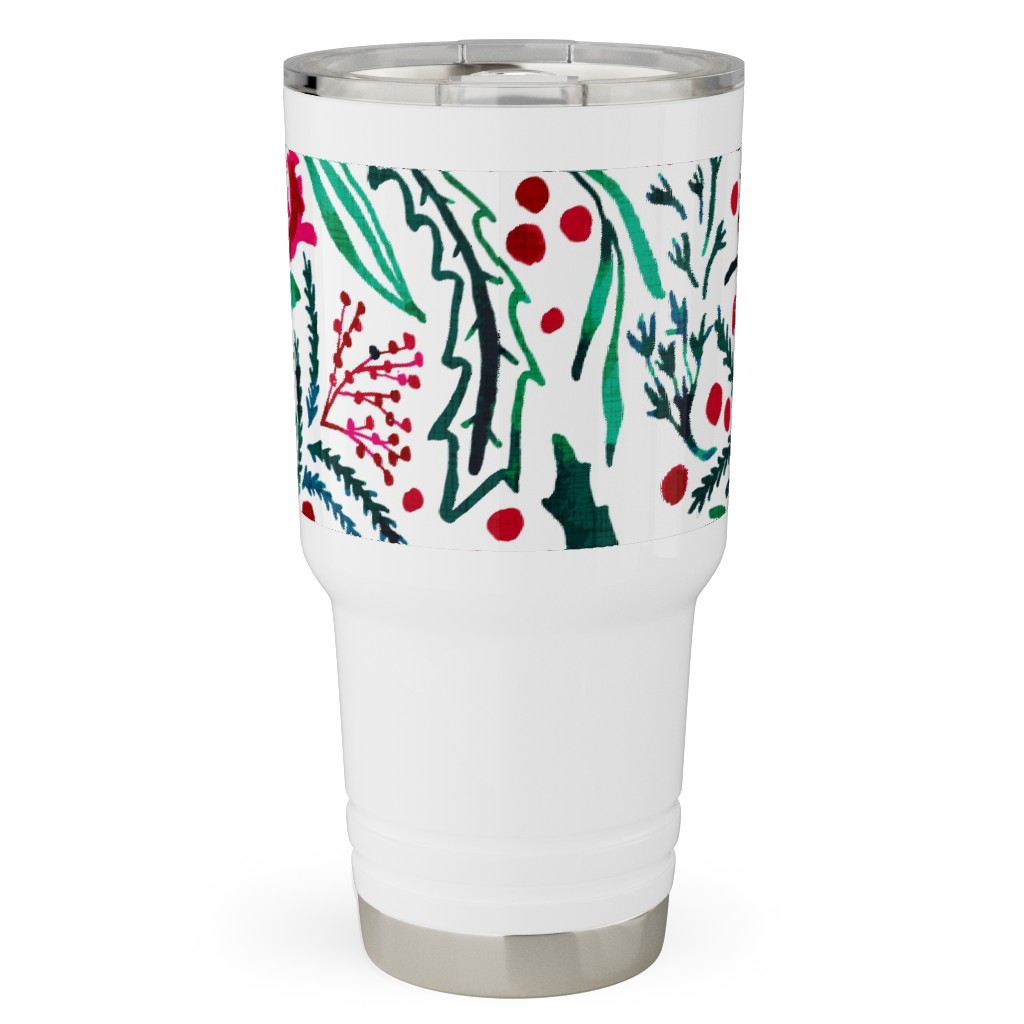 Noel Collection - Loose Floral Travel Tumbler, 30oz, Multicolor
