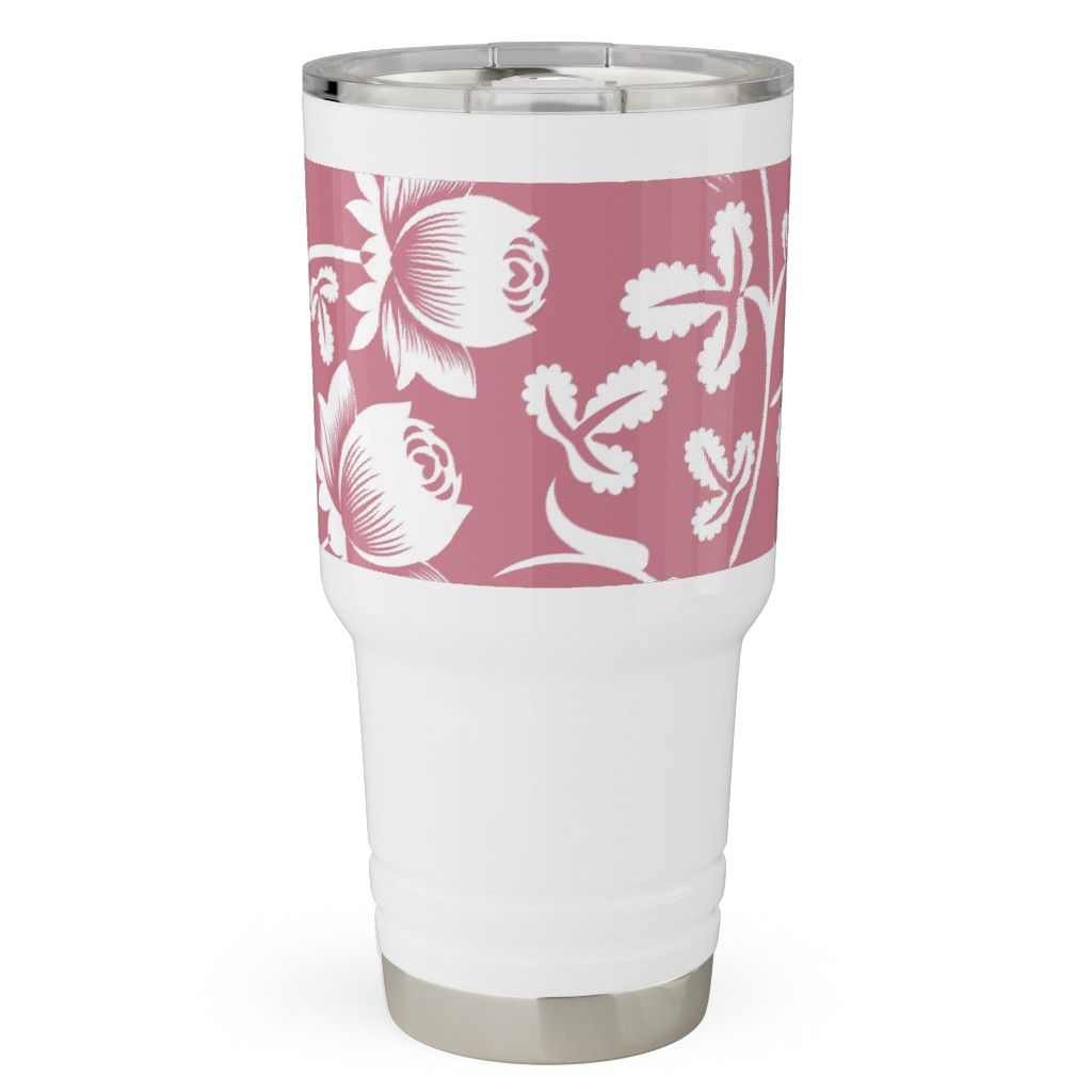 Lovely Rose Flower - Pink and White Travel Tumbler, 30oz, Pink