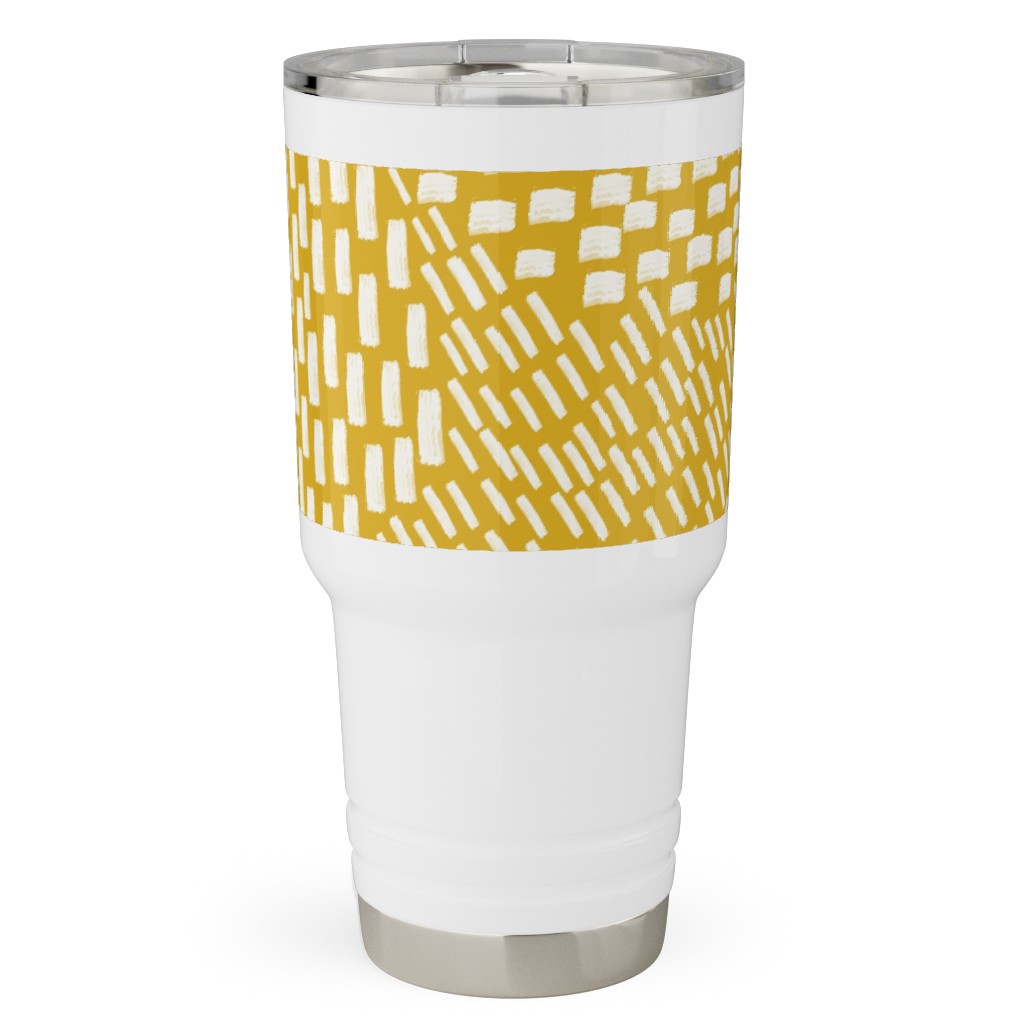 Abstract Brushstrokes Travel Tumbler, 30oz, Yellow