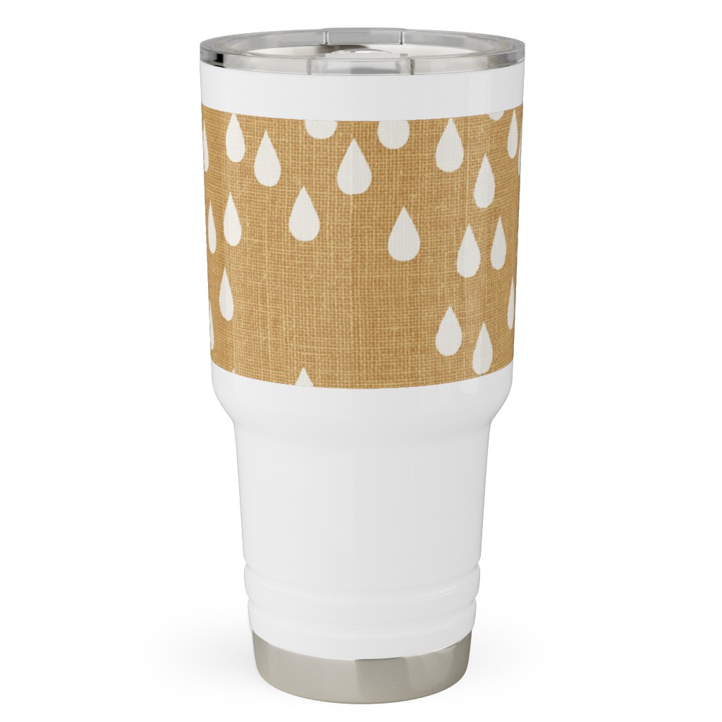 Scattered Rain Drops - Mustard Yellow Travel Tumbler, 30oz, Yellow