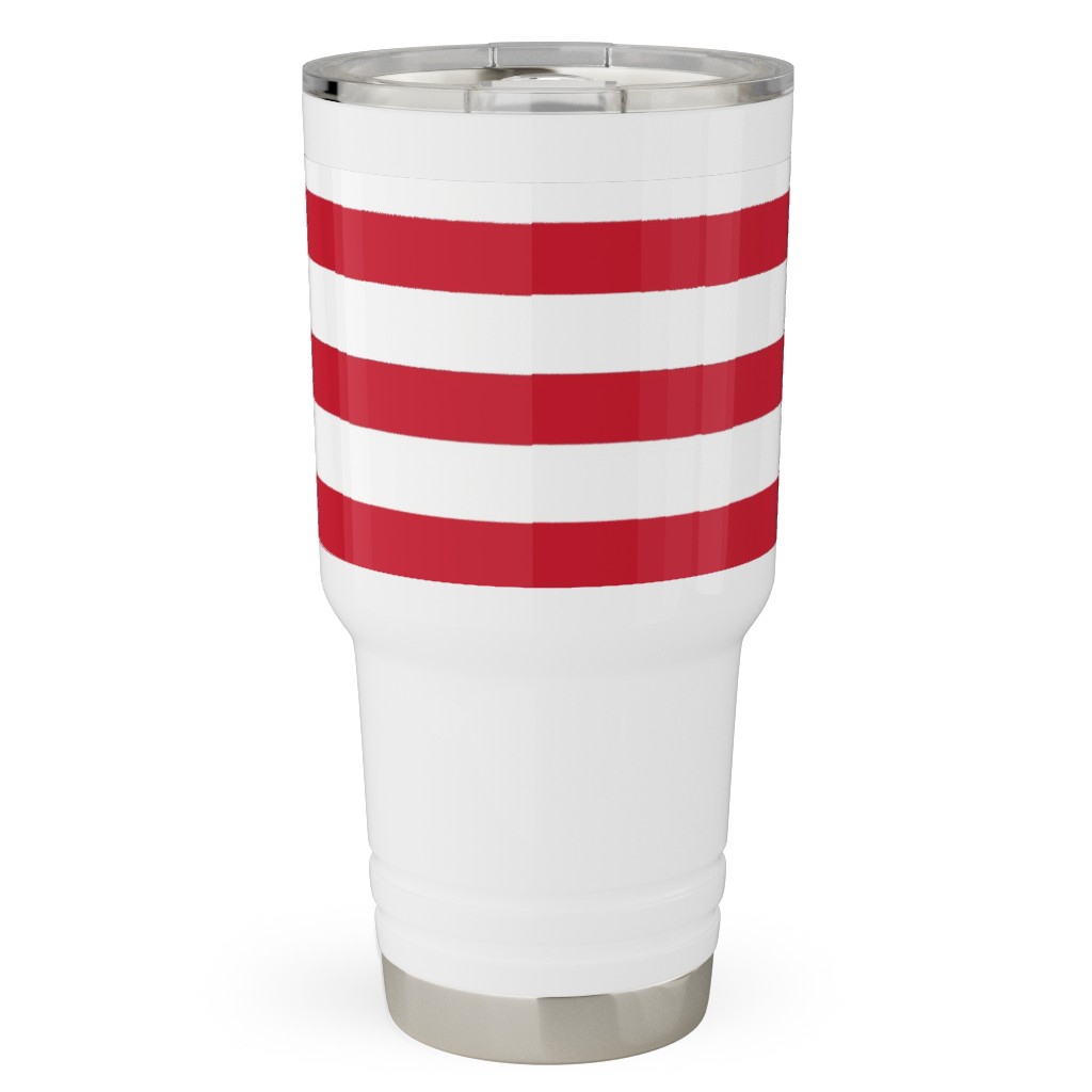 Stripes - Red and White Travel Tumbler, 30oz, Red