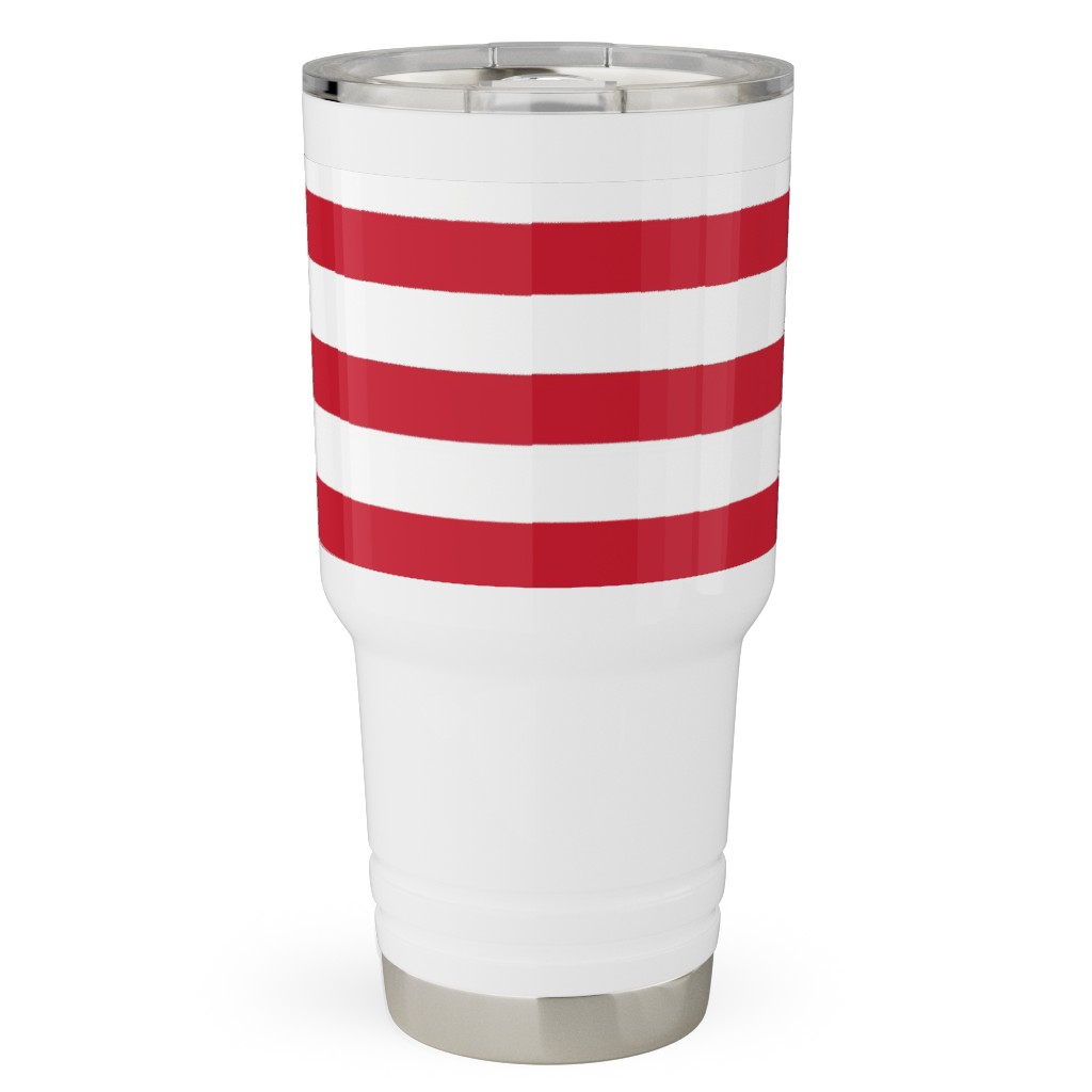 Stripes - Red and White Travel Tumbler, 30oz, Red
