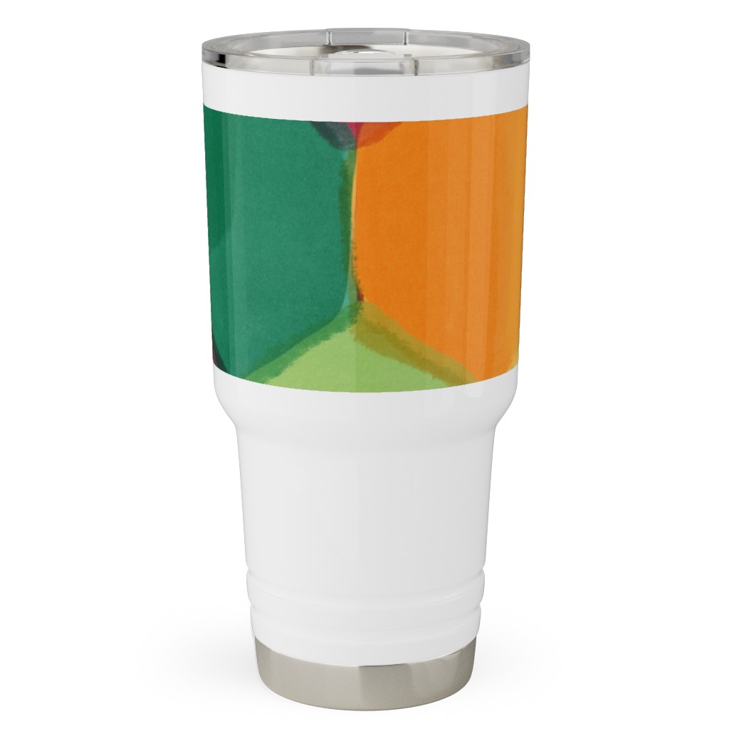 Overlapping Hexagons - Warm Summer Travel Tumbler, 30oz, Multicolor