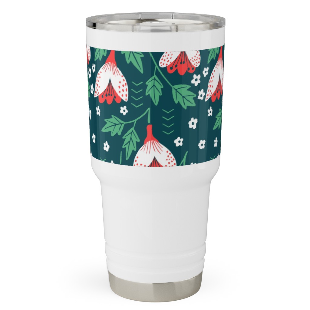 Christmas Flowers Travel Tumbler, 30oz, Green, Classic Green