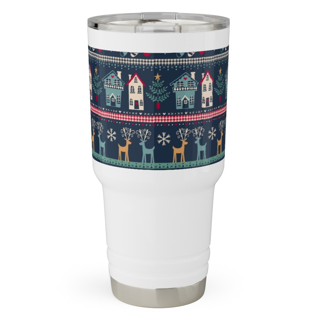 Nordic Vintage Christmas Travel Tumbler, 30oz, Multicolor, Park Night