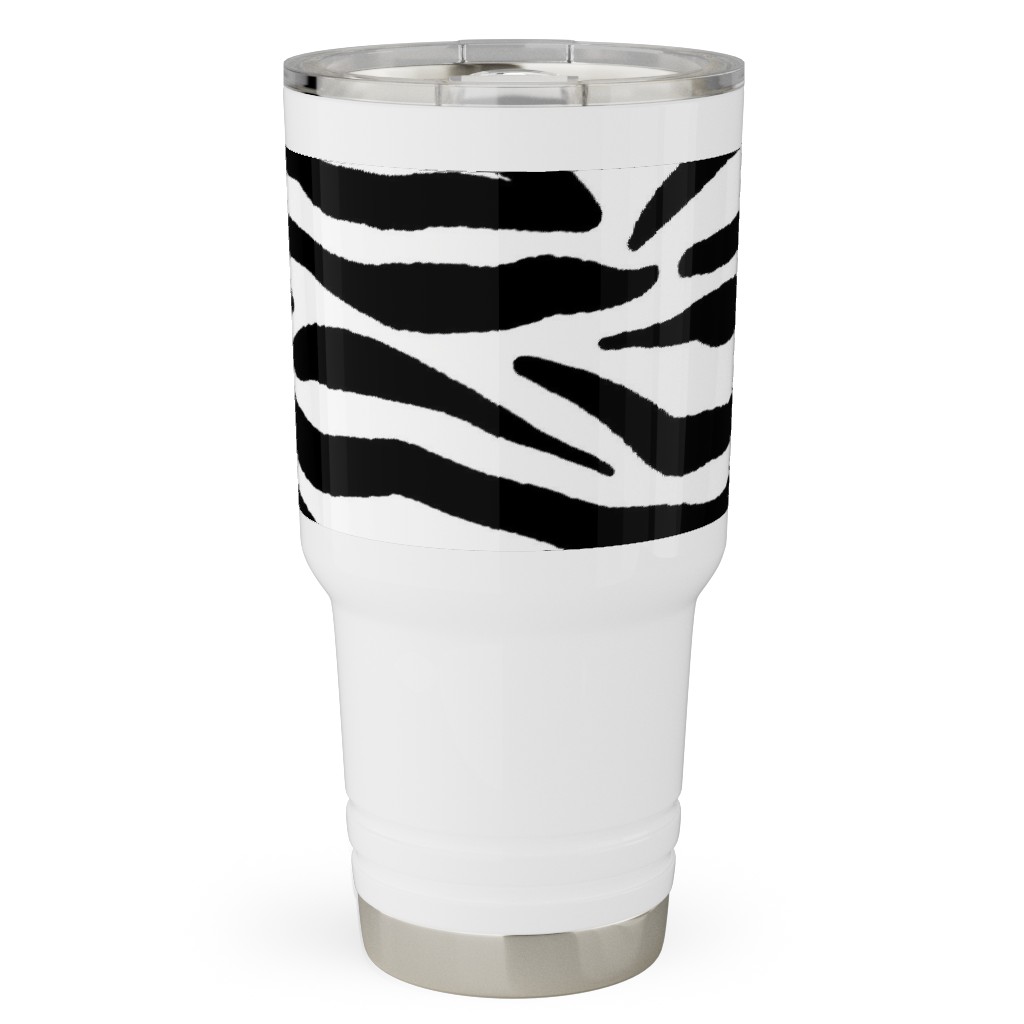 Zebra Print - Black and White Travel Tumbler, 30oz, Black