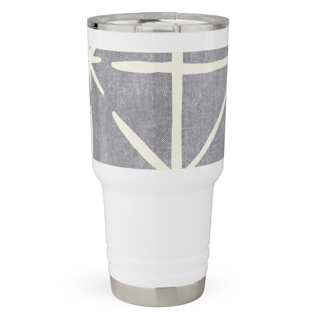 Geometric Triangles - Distressed - Grey Travel Tumbler, 30oz, Gray