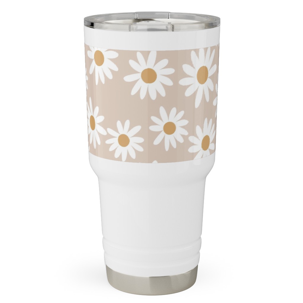Daisies Travel Tumbler, 30oz, Pink