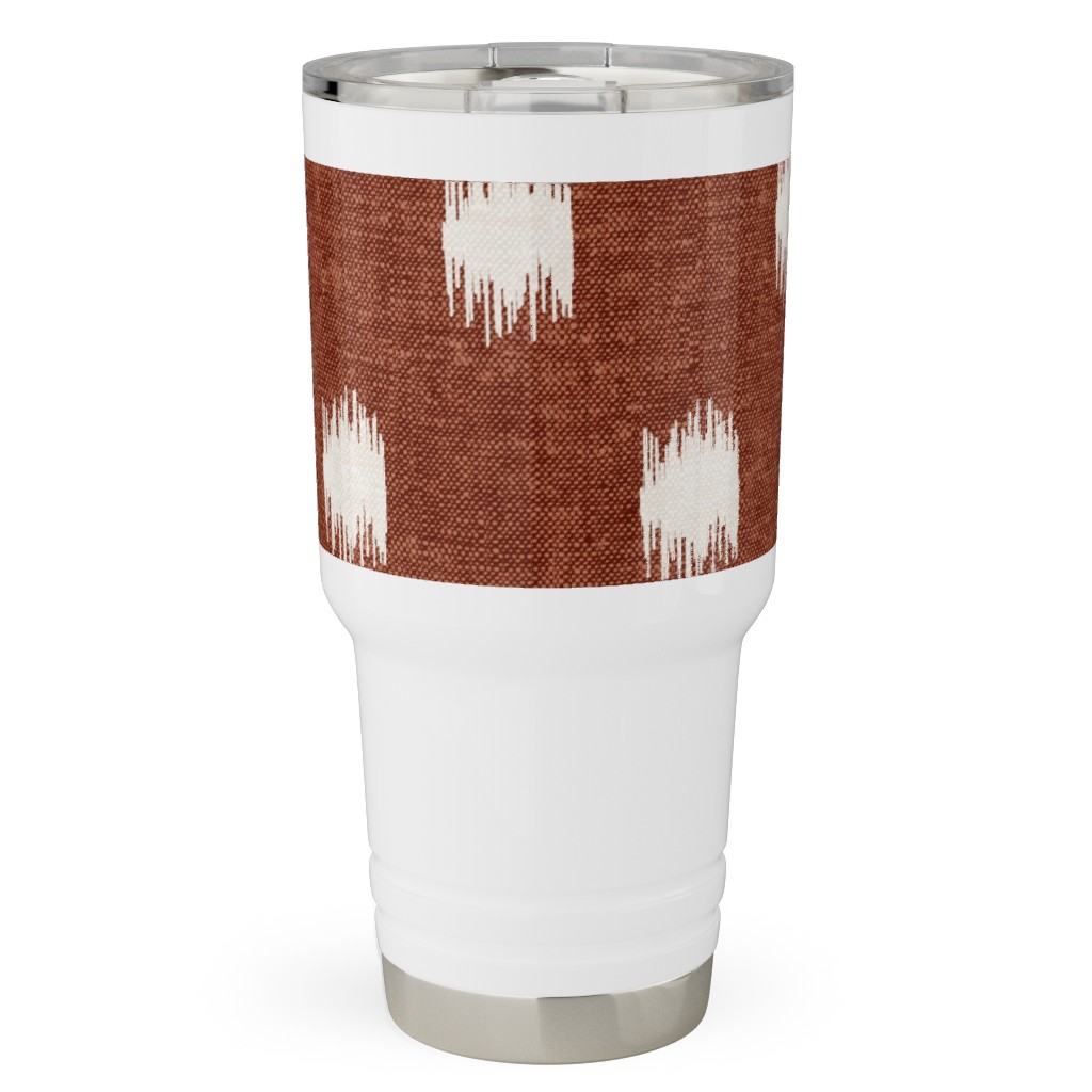 Ikat Polka Dots - Rust Travel Tumbler, 30oz, Red