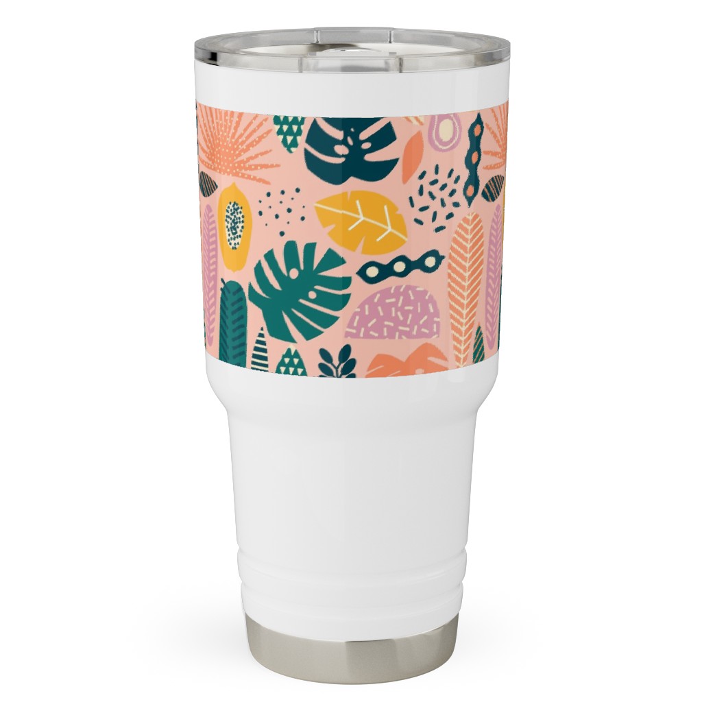 Hawaii Floral - Pink Travel Tumbler, 30oz, Multicolor