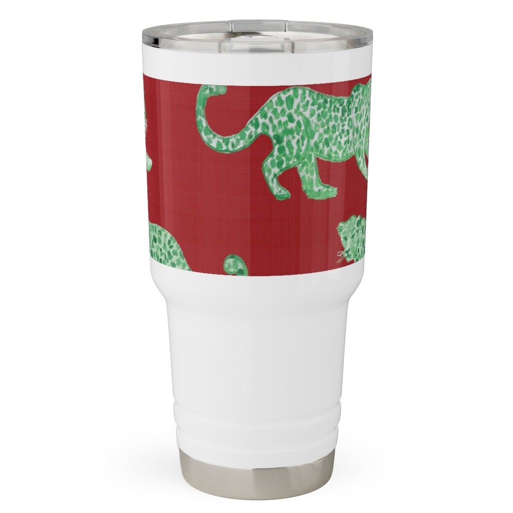 Leopard Parade Travel Tumbler, 30oz, Red