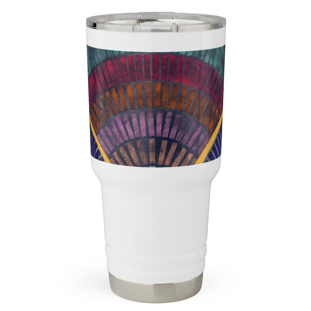 Moody Art Deco Tile - Dark Travel Tumbler, 30oz, Multicolor